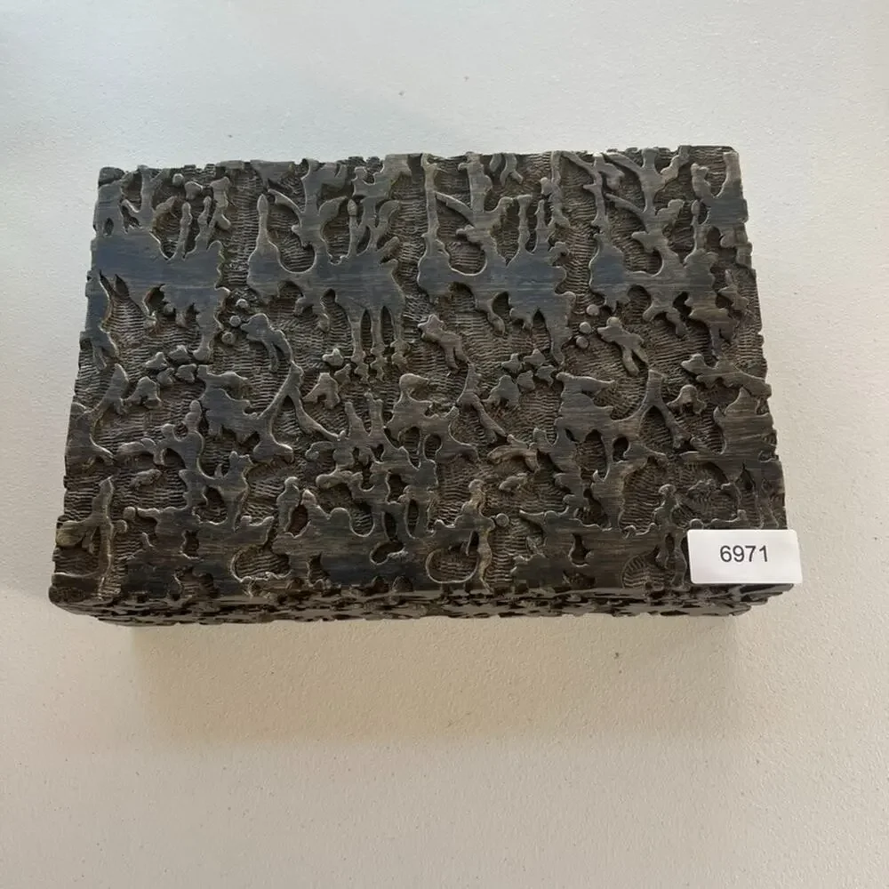 Dentwood Decorative Wooden Box Mango Weathered Black Medium Textured Brady Gray